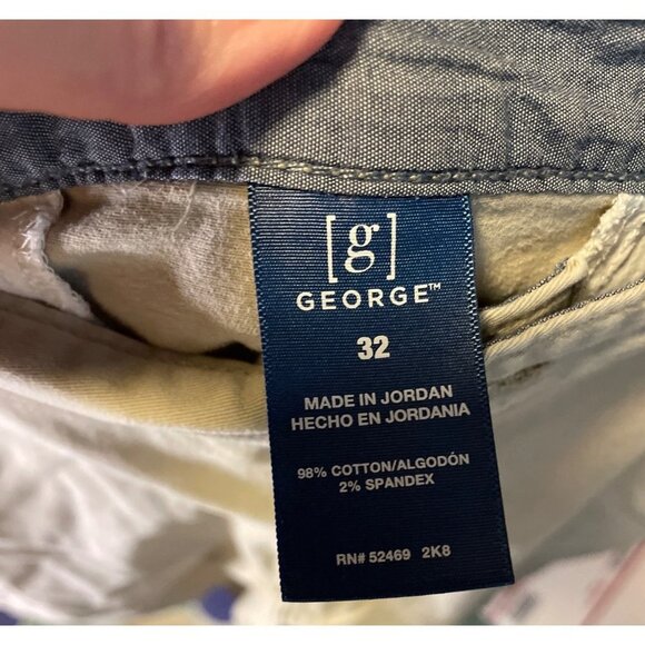 George Khaki Tan Flat Front Buttoned Shorts Sz 32 - Picture 4 of 5